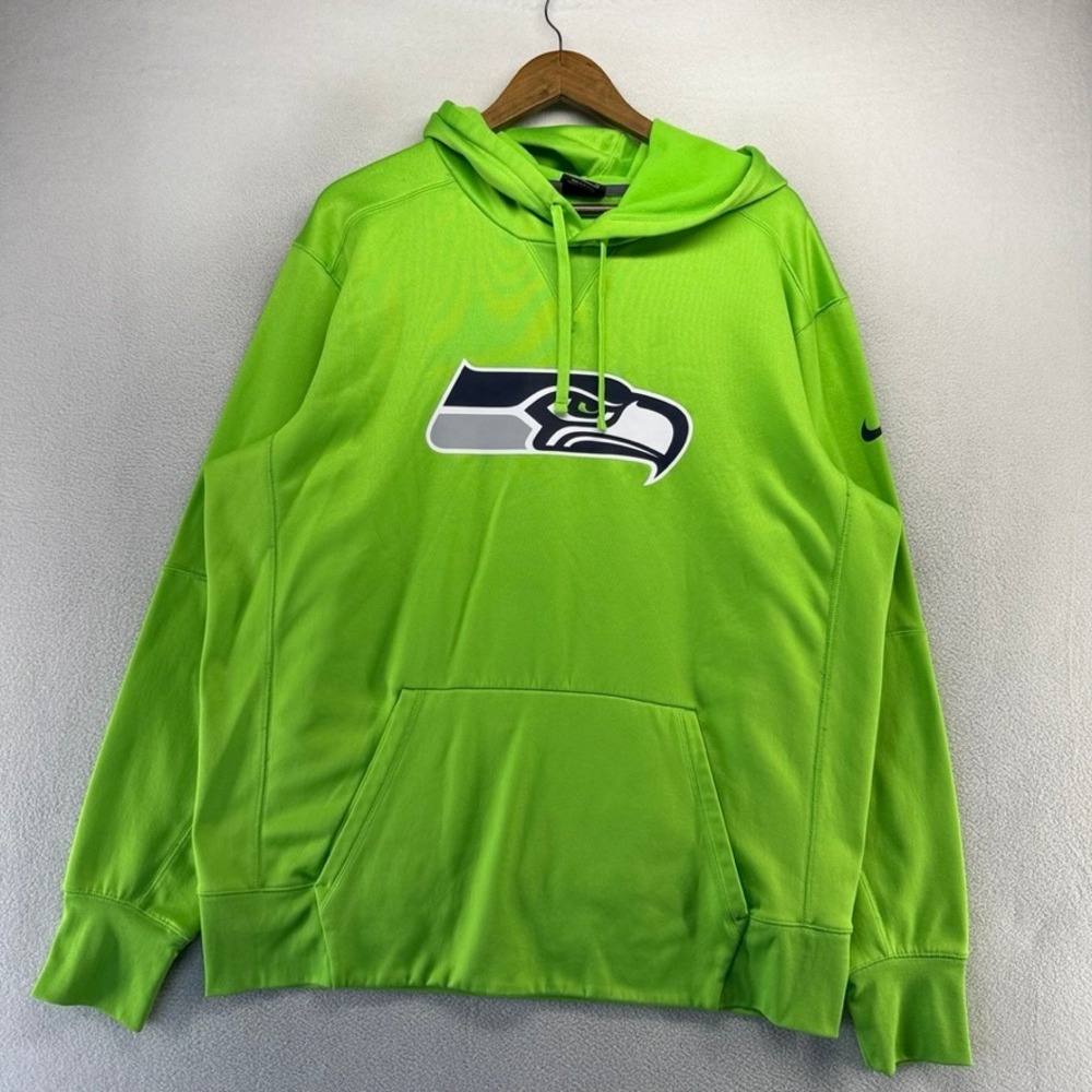 Seattle Seahawks Sweatshirt Men's XL Green Neon Graphic Hoodie Nike Team Apparel